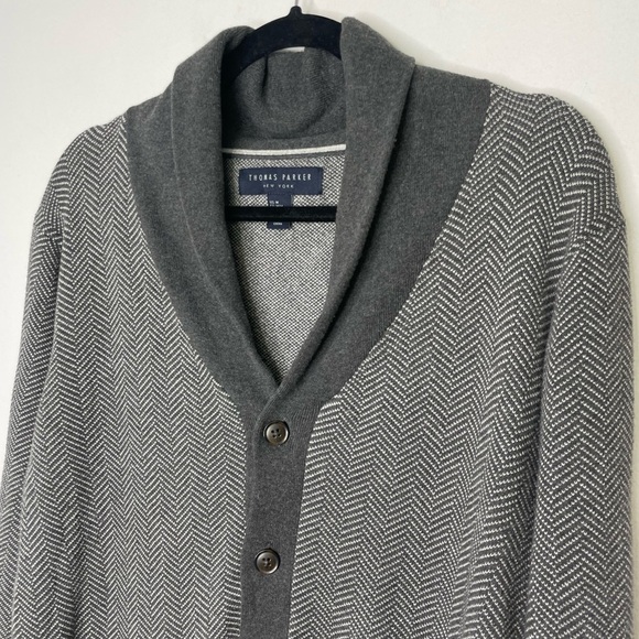 Thomas Parker New York cotton chevron print cardigan - Picture 2 of 8